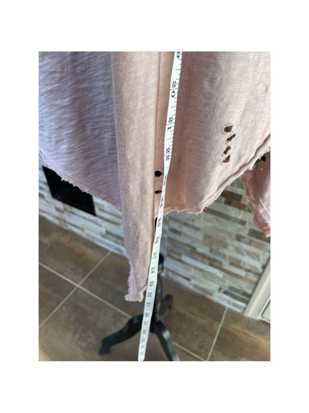 NYTT distressed sleeveless asymmetrical t-shirt top pink Sz XS - Picture 6 of 10